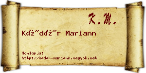 Kádár Mariann névjegykártya