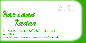 mariann kadar business card